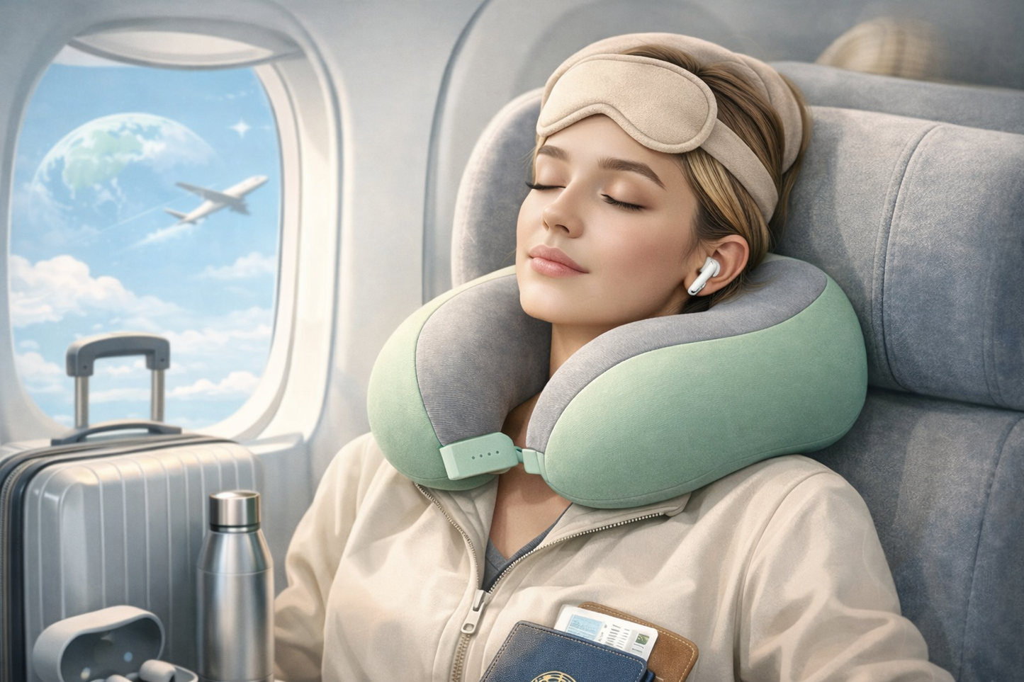 Go Global Gear - Comfortable U-shaped Neck Pillow with Storage Bag